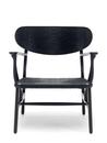 CH22 Lounge Chair, Eiche schwarz lackiert, Papiergarn schwarz