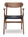 CH26 Dining Chair, Nussbaum klar lackiert, Schwarz