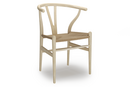 CH24 Wishbone Chair, Esche geseift, Geflecht natur