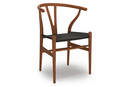 CH24 Wishbone Chair, Nussbaum klar lackiert, Geflecht schwarz