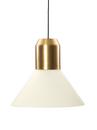 Bell Light Pendant Lamp, Messing, Stoff weiß, H 22 x ø 45 cm