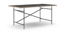 Eiermann Tisch, Linoleum schwarz (Forbo 4023) mit Eichekante, 180 x 90 cm, Schwarz, senkrecht, versetzt (Eiermann 2), 135 x 78 cm
