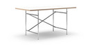 Eiermann Tisch, Melamin weiß mit Eichekante, 160 x 80 cm, Chrom, senkrecht, versetzt (Eiermann 2), 100 x 66 cm