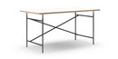 Eiermann Tisch, Melamin weiß mit Eichekante, 160 x 80 cm, Schwarz, senkrecht, versetzt (Eiermann 2), 135 x 66 cm