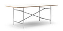 Eiermann Tisch, Melamin weiß mit Eichekante, 200 x 90 cm, Chrom, senkrecht, mittig (Eiermann 2), 135 x 78 cm