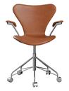 Serie 7 Drehstuhl 3117 / 3217 Vollpolsterung, Mit Armlehnen, Leder Grace walnut, Chrome