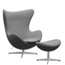Egg Chair, Re-wool, 108 - Off white / natural, Satingebürstetes Aluminium, Mit Fußhocker