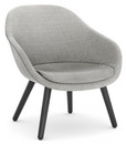 About A Lounge Chair Low AAL 82, Hallingdal - warmgrau, Eiche schwarz lackiert, Mit Sitzkissen