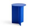 Slit Table, Wood, H 47 x Ø 35 cm, Vivid blue lacquered