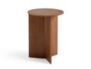 Slit Table, Wood, H 47 x Ø 35 cm, Walnut lacquered