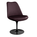 Saarinen Tulip Stuhl, nicht drehbar, gepolsterte Innenschale und Sitzkissen, schwarz, Plum (Eva 119)