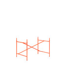 Eiermann 1 Tischgestell , Leuchtorange, versetzt, 110 x 78 cm, Mit Verlängerung (Höhe 72-85 cm)