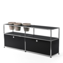 USM Haller Pflanzenwelten Sideboard, Graphitschwarz RAL 9011, Mit 2 Klappen, Mit 3 Töpfen links, Basalt