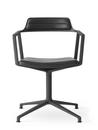 Swivel Chair, Leder schwarz, Schwarz pulverbeschichtet