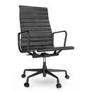 Aluminium Chair EA 119, Aluminium tiefschwarz pulverbeschichtet, Leder (Standard), Nero