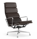 Soft Pad Chair EA 222, Untergestell verchromt, Leder Standard kastanie, Plano braun