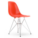 Eames Plastic Side Chair RE DSR, Rot (poppy red), Ohne Polsterung, Ohne Polsterung, Standardhöhe - 43 cm, Verchromt