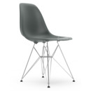 Eames Plastic Side Chair RE DSR, Granitgrau, Ohne Polsterung, Ohne Polsterung, Standardhöhe - 43 cm, Verchromt