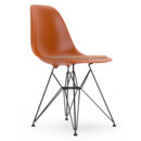 Eames Plastic Side Chair RE DSR, Rostorange, Mit Sitzpolster, Cognac / elfenbein, Standardhöhe - 43 cm, Beschichtet basic dark