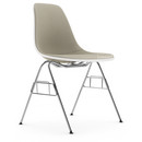 Eames Plastic Side Chair RE DSS, Kieselstein, Mit Vollpolsterung, Warmgrey / elfenbein, Ohne Reihenverbindung (DSS-N)