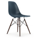 Eames Plastic Side Chair RE DSW, Meerblau, Ohne Polsterung, Ohne Polsterung, Standardhöhe - 43 cm, Ahorn dunkel