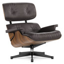 Lounge Chair, Nussbaum schwarz pigmentiert, Leder Premium F chocolate, 89 cm, Aluminium poliert, Seiten schwarz