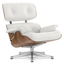 Lounge Chair, Nussbaum schwarz pigmentiert, Leder Premium F snow, 89 cm, Aluminium poliert