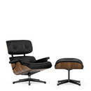 Lounge Chair & Ottoman, Nussbaum schwarz pigmentiert, Leder Premium F nero, 89 cm, Aluminium poliert, Seiten schwarz