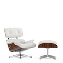 Lounge Chair & Ottoman, Santos Palisander, Leder Premium F snow, 84 cm - Originalhöhe 1956, Aluminium poliert