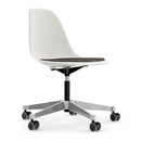 Eames Plastic Side Chair RE PSCC, Weiß, Mit Sitzpolster, Warmgrey / moorbraun