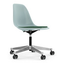 Eames Plastic Side Chair RE PSCC, Eisgrau RE, Mit Sitzpolster, Mint / forest