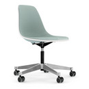 Eames Plastic Side Chair RE PSCC, Eisgrau RE, Mit Vollpolsterung, Eisblau / elfenbein
