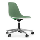 Eames Plastic Side Chair RE PSCC, Grün, Mit Vollpolsterung, Grün / elfenbein