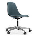 Eames Plastic Side Chair RE PSCC, Meerblau RE, Mit Vollpolsterung, Eisblau / moorbraun