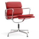 Soft Pad Chair EA 207 / EA 208, EA 207 - nicht drehbar, Verchromt, Leder Standard rot, Plano poppy red