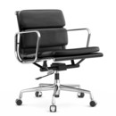 Soft Pad Chair EA 217, Verchromt, Leder Standard nero, Plano nero