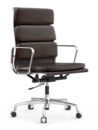 Soft Pad Chair EA 219, Verchromt, Leder Standard kastanie, Plano braun