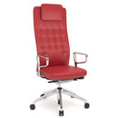 ID Trim L, FlowMotion ohne Sitztiefenverstellung, Mit Ringarmlehnen Aluminium poliert, Soft grey, Leder rot