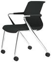 Unix Chair Vierbeinfuß mit Rollen, Diamond Mesh asphalt, Basic dark, Aluminium poliert