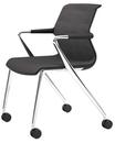Unix Chair Vierbeinfuß mit Rollen, Silk Mesh dimgrey, Basic dark, Aluminium poliert