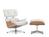 Vitra - Lounge Chair & Ottoman, Nussbaum weiß pigmentiert, Leder Premium snow, 89 cm, Aluminium poliert