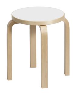 Stool E60 Sitz Laminat weiß, Beine Birke klar lackiert