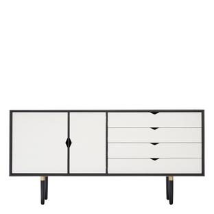 S6 Sideboard Schwarz lackiert|Weiß