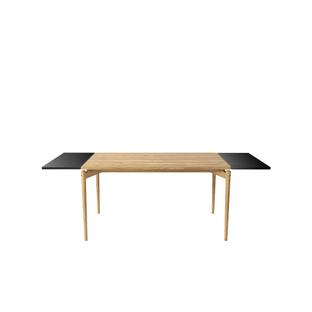 PURE Dining Table 140 x 85 cm|Eiche weiß geölt|Mit 2 Erweiterungsplatten MDF schwarz (L 140-240 cm)