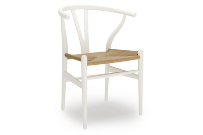 CH24 Wishbone Chair Buche weiß lackiert|Geflecht natur