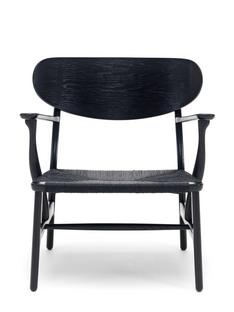 CH22 Lounge Chair Eiche schwarz lackiert, Papiergarn schwarz