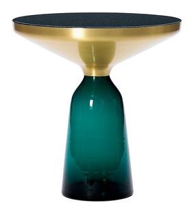 Bell Side Table Messing, klar lackiert|Smaragd-grün