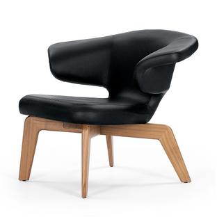 Munich Lounge Chair Classic Leder schwarz|Nussbaum