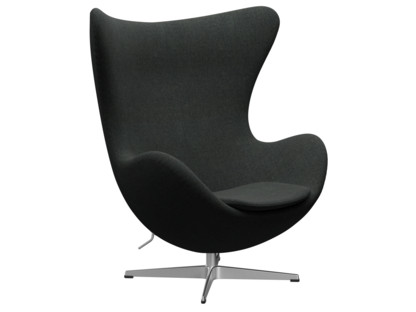 Egg Chair Re-wool|198 - Black/natural|Satingebürstetes Aluminium|Ohne Fußhocker