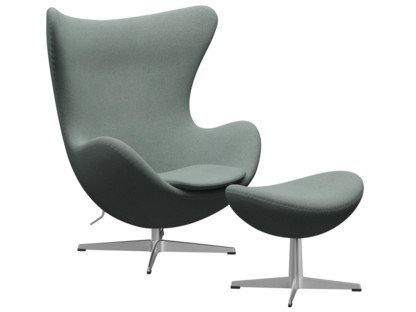 Egg Chair Re-wool|868 - Light aqua / natural|Satingebürstetes Aluminium|Mit Fußhocker